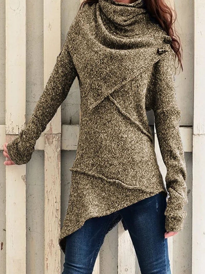 Long-sleeved sweater trench coat sweater coat Khaki